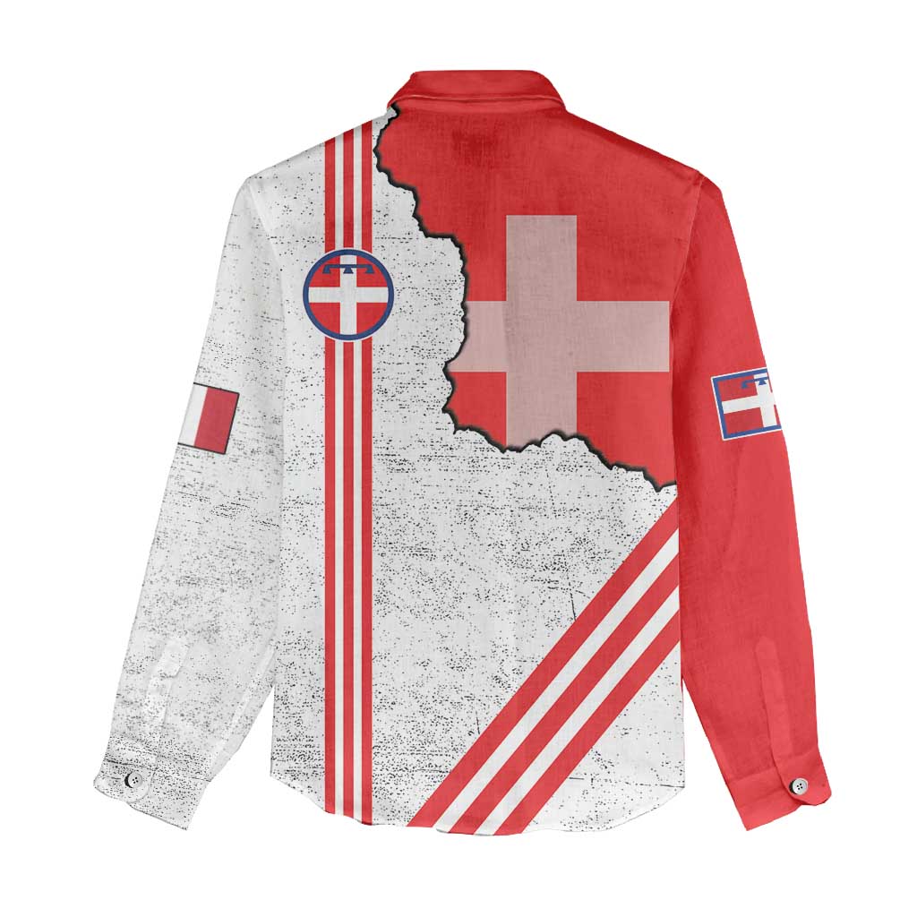 Italy Piedmont Women Casual Shirt Map With Flag Style - Wonder Print Shop