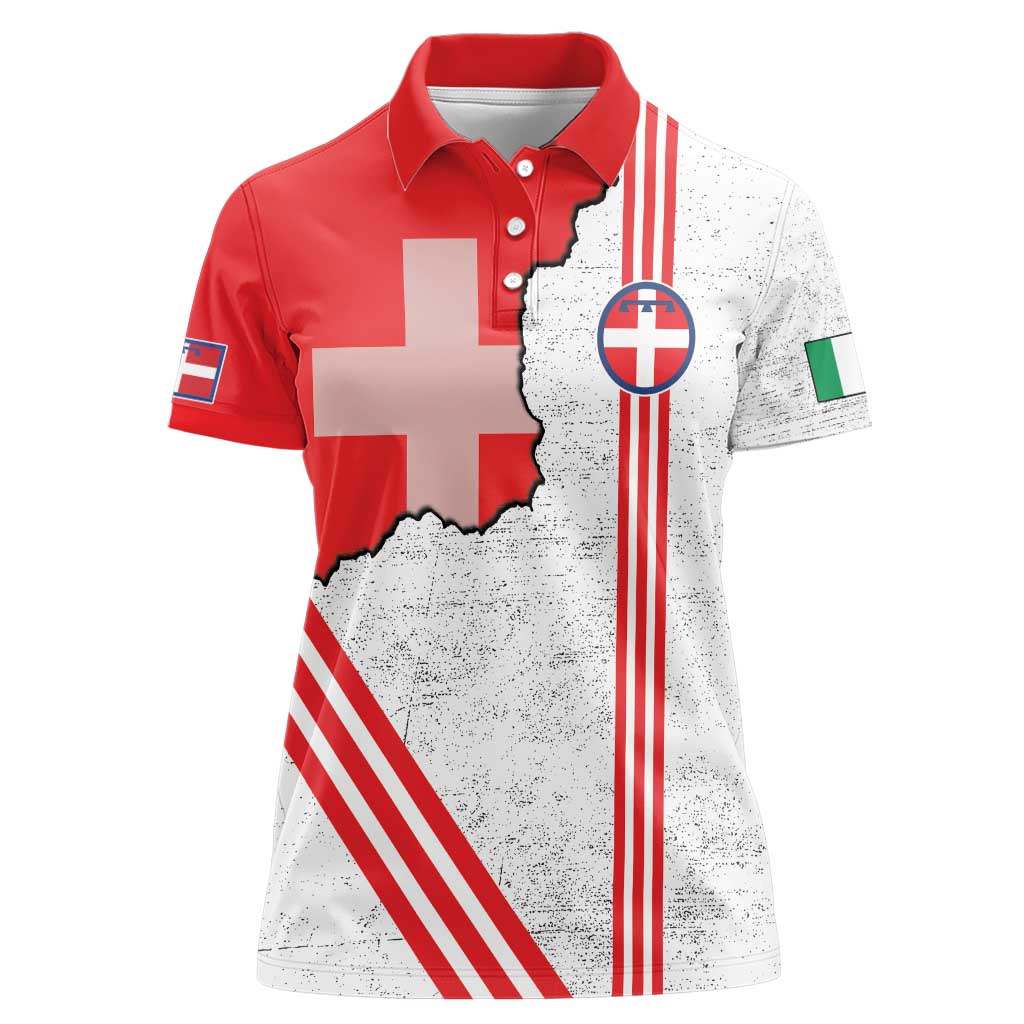 Italy Piedmont Women Polo Shirt Map With Flag Style - Wonder Print Shop