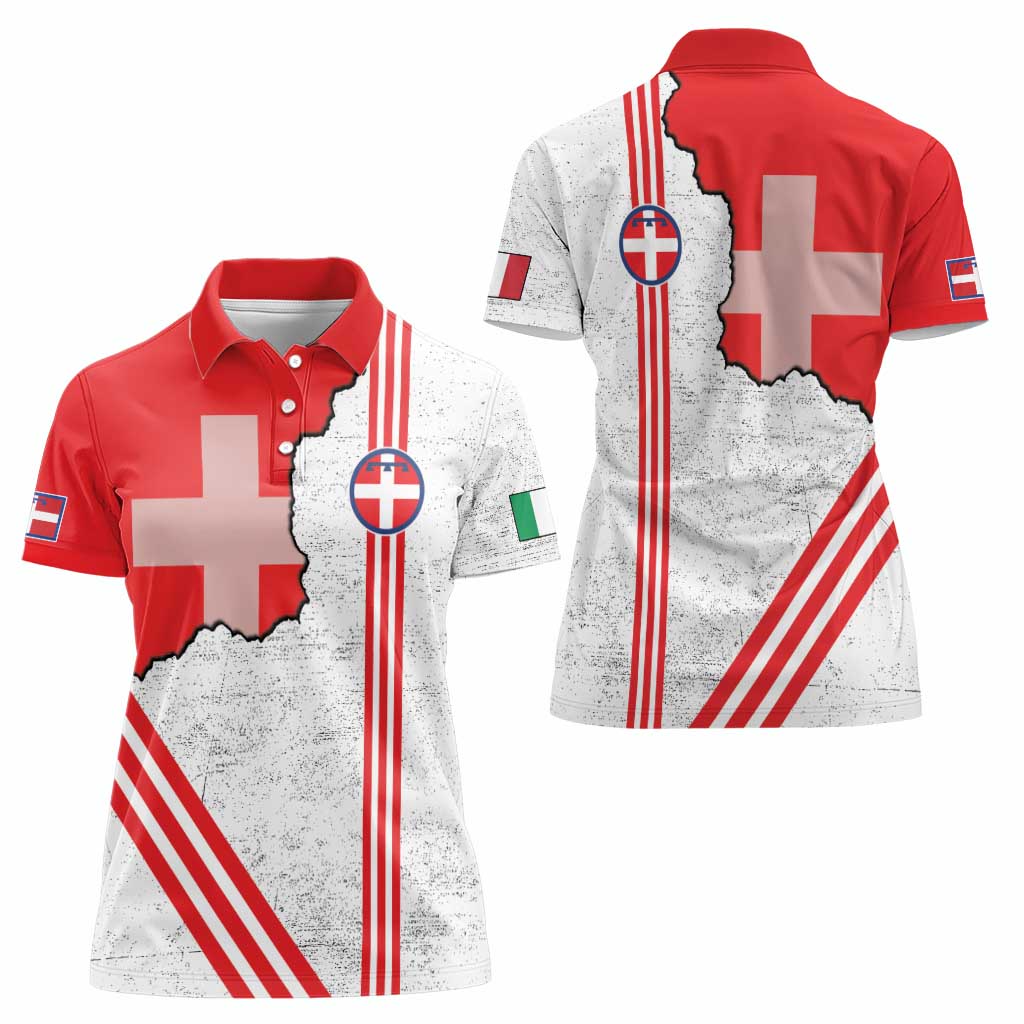 Italy Piedmont Women Polo Shirt Map With Flag Style - Wonder Print Shop