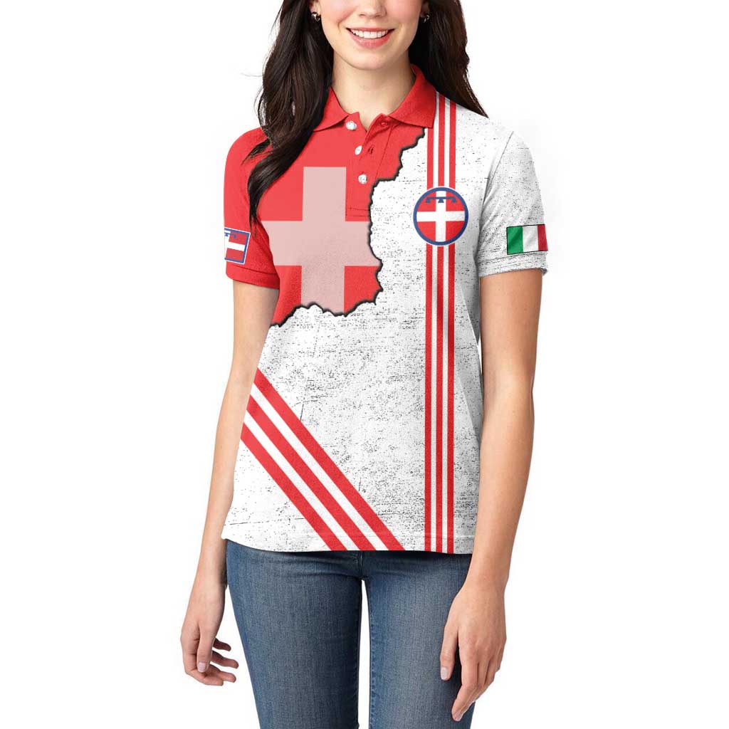 Italy Piedmont Women Polo Shirt Map With Flag Style - Wonder Print Shop