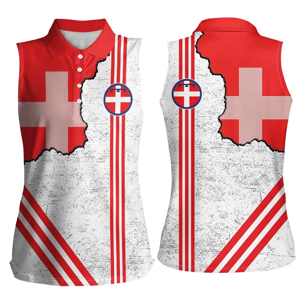 Italy Piedmont Women Sleeveless Polo Shirt Map With Flag Style - Wonder Print Shop