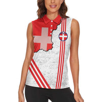 Italy Piedmont Women Sleeveless Polo Shirt Map With Flag Style - Wonder Print Shop