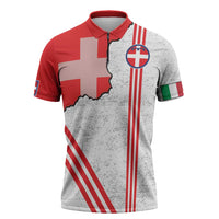 Italy Piedmont Zipper Polo Shirt Map With Flag Style - Wonder Print Shop