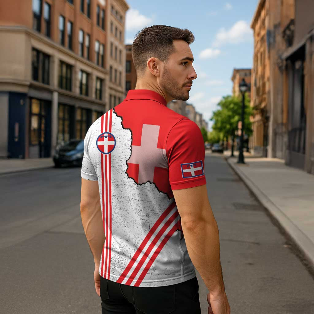 Italy Piedmont Zipper Polo Shirt Map With Flag Style - Wonder Print Shop