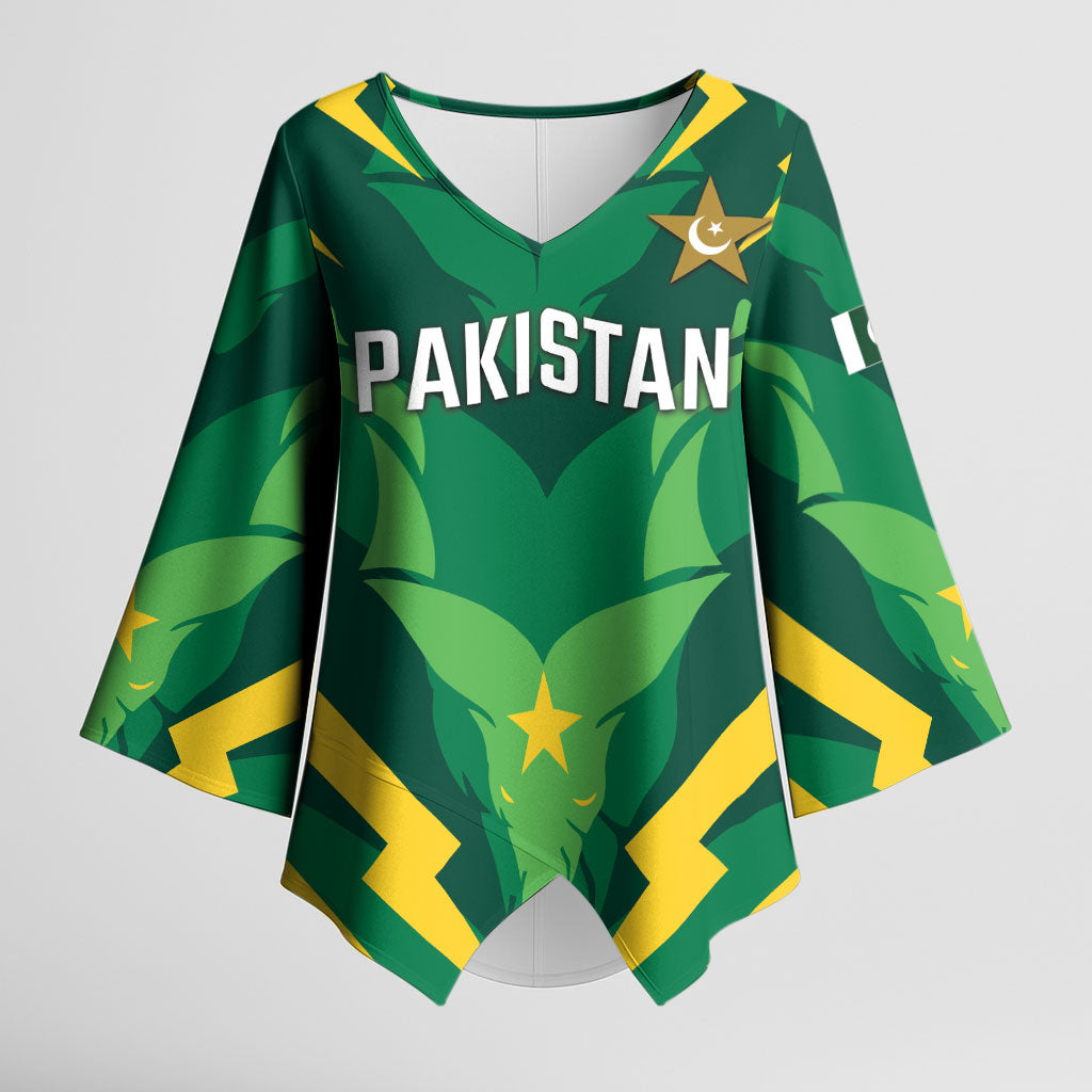 Custom Pakistan Cricket Kimono Sleeve Blouse Markhor Spirit