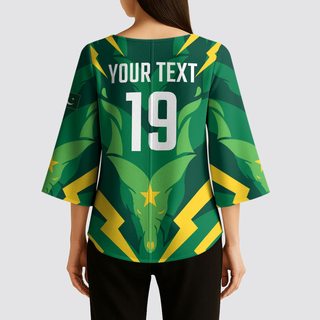 Custom Pakistan Cricket Kimono Sleeve Blouse Markhor Spirit
