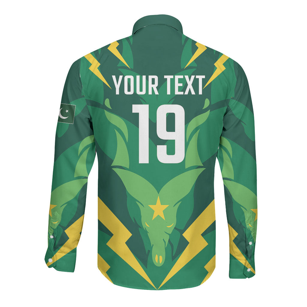 Custom Pakistan Cricket Long Sleeve Button Shirt Markhor Spirit