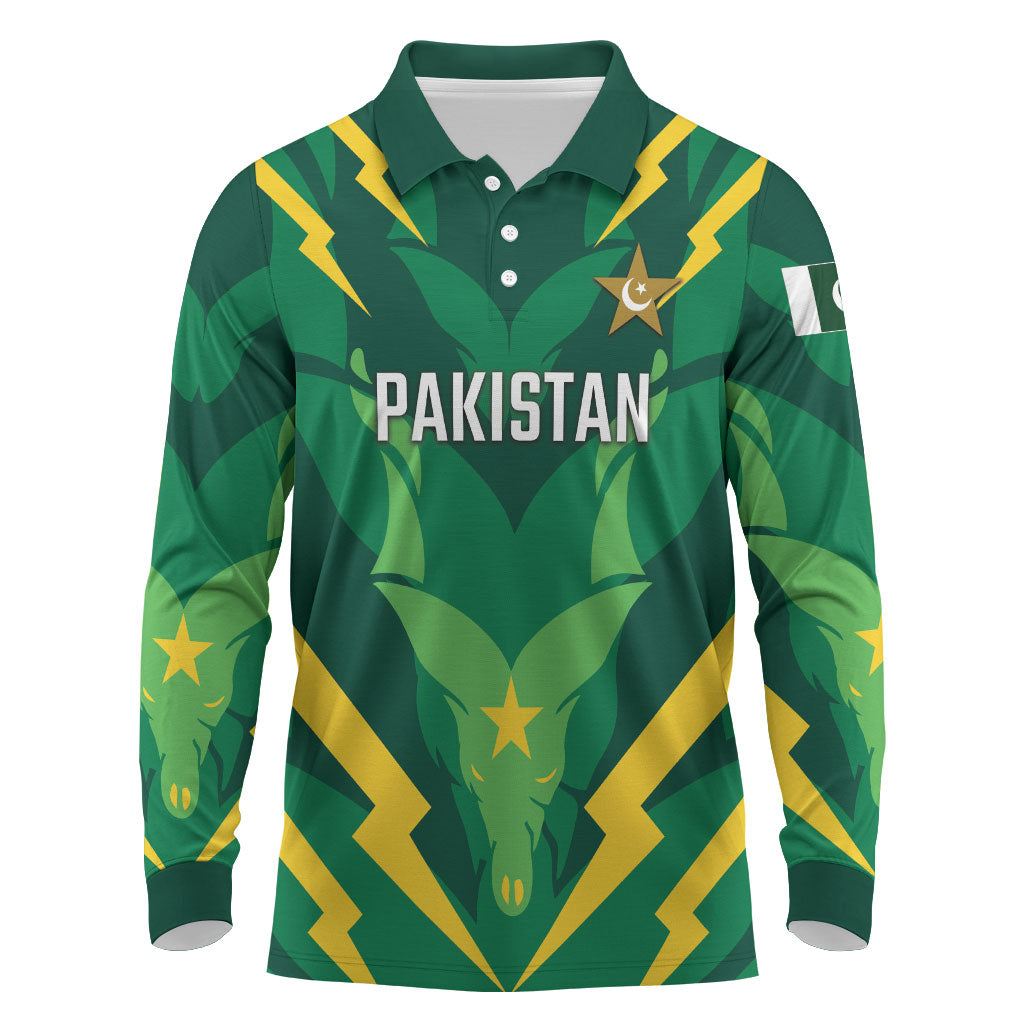 Custom Pakistan Cricket Long Sleeve Polo Shirt Markhor Spirit