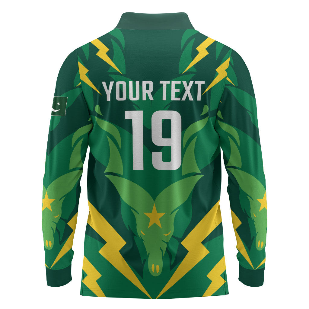 Custom Pakistan Cricket Long Sleeve Polo Shirt Markhor Spirit