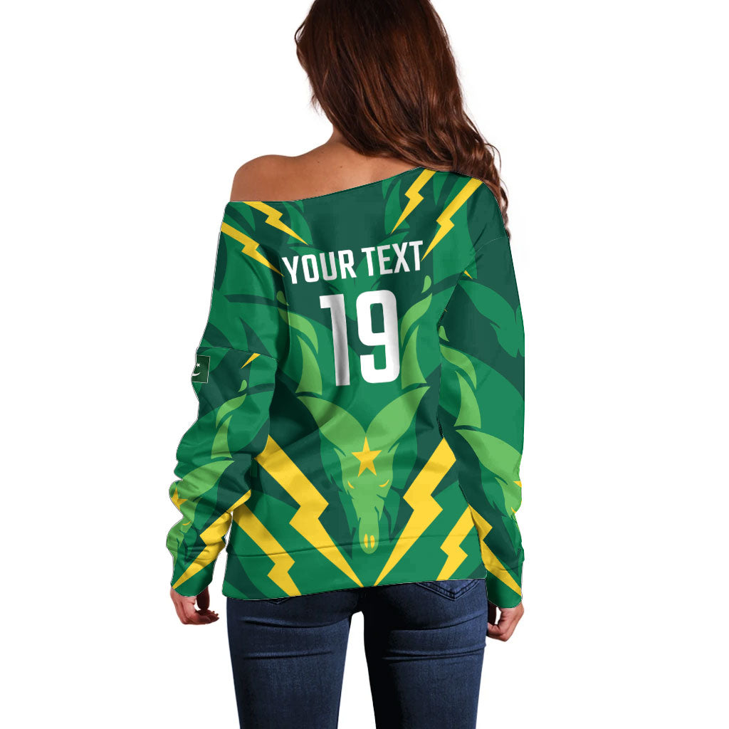 Custom Pakistan Cricket Off Shoulder Sweater Markhor Spirit