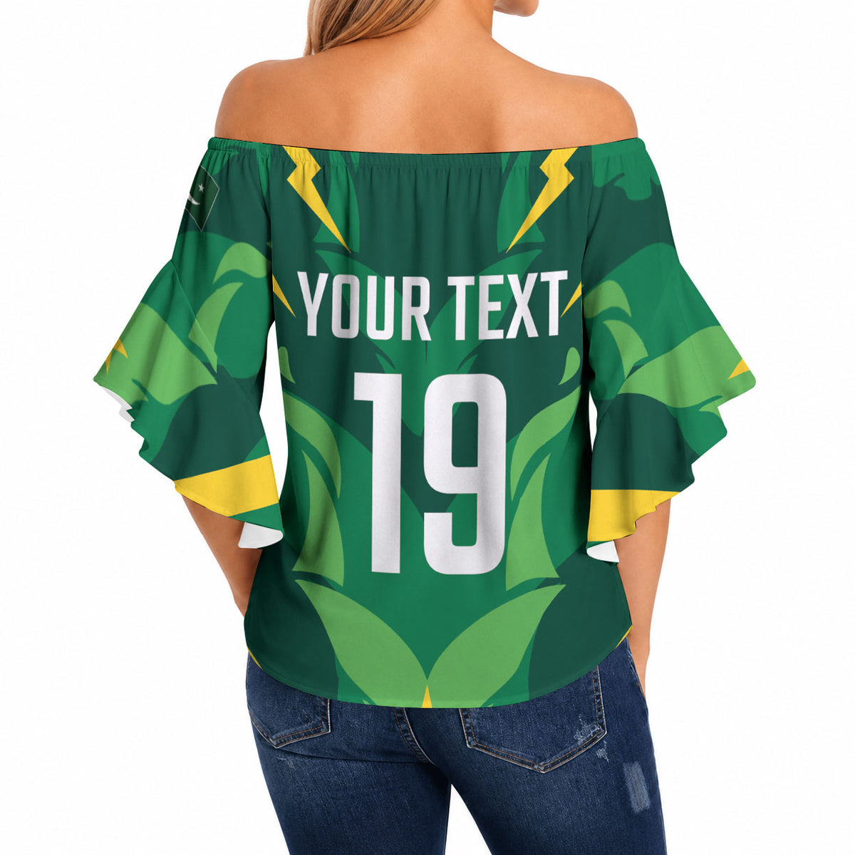 Custom Pakistan Cricket Off Shoulder Wrap Waist Top Markhor Spirit