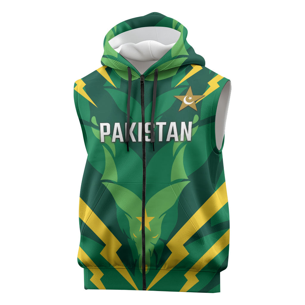Custom Pakistan Cricket Sleeveless Zip Hoodie Markhor Spirit