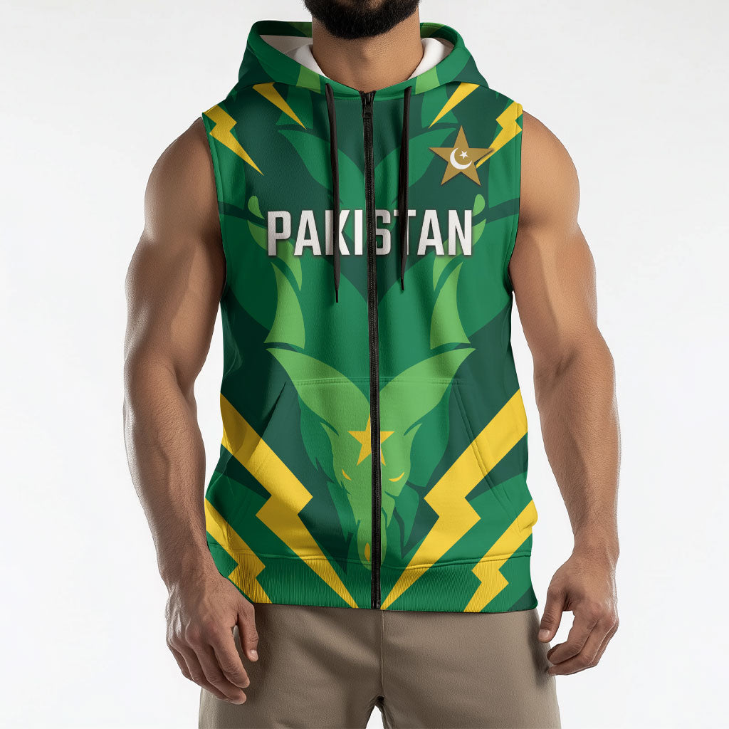 Custom Pakistan Cricket Sleeveless Zip Hoodie Markhor Spirit