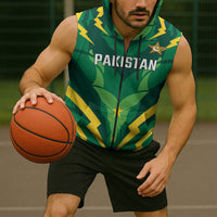 Custom Pakistan Cricket Sleeveless Zip Hoodie Markhor Spirit
