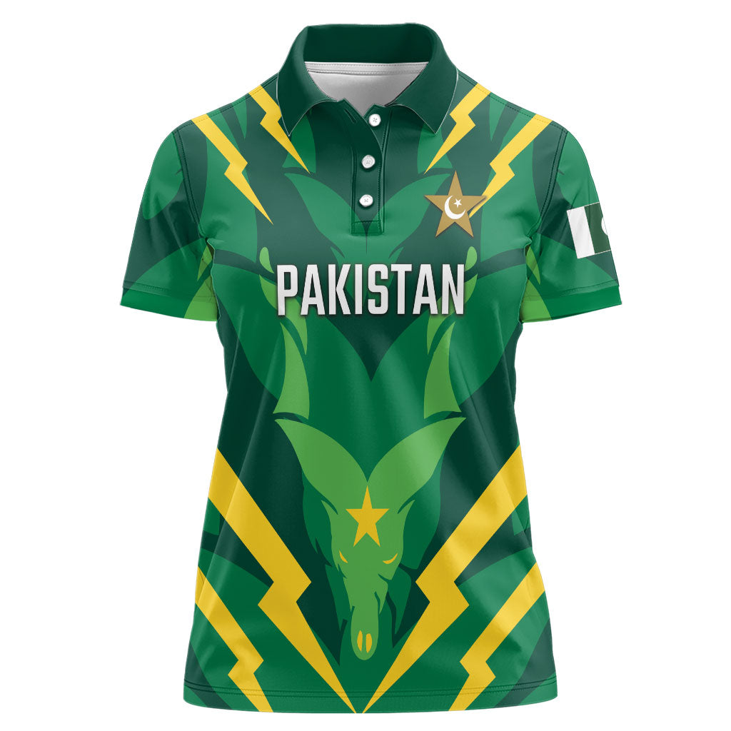 Custom Pakistan Cricket Women Polo Shirt Markhor Spirit