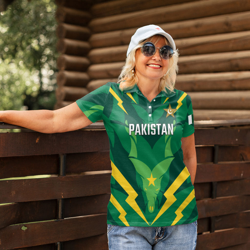 Custom Pakistan Cricket Women Polo Shirt Markhor Spirit