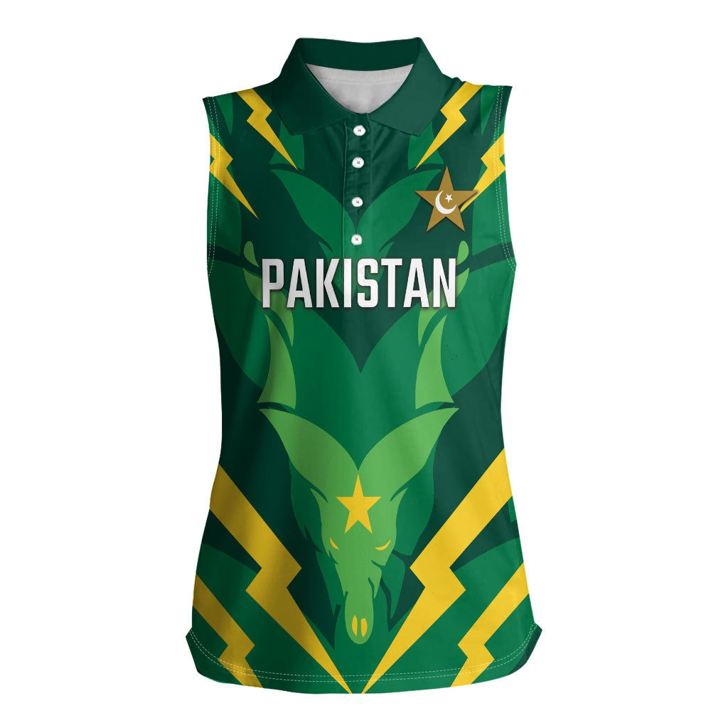 Custom Pakistan Cricket Women Sleeveless Polo Shirt Markhor Spirit