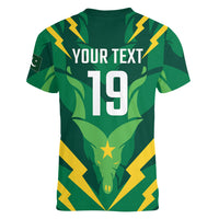 Custom Pakistan Cricket Women V-Neck T-Shirt Markhor Spirit