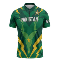 Custom Pakistan Cricket Zipper Polo Shirt Markhor Spirit