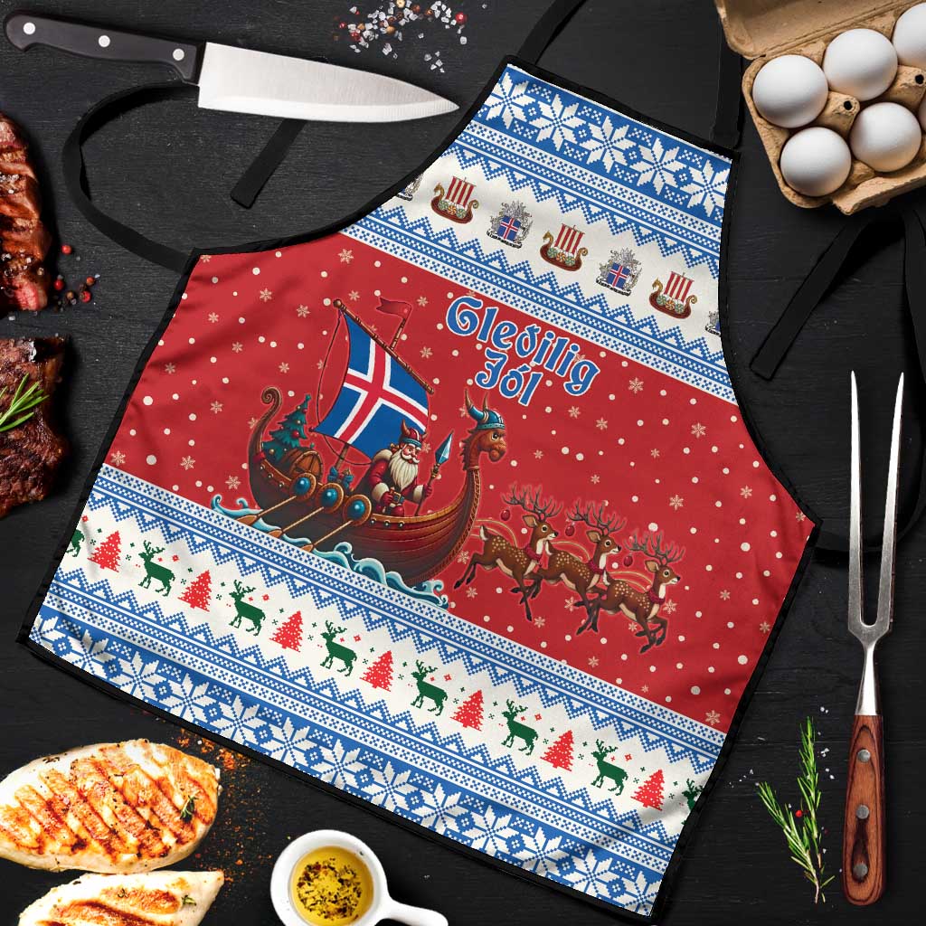 Iceland Viking Santa Christmas Apron Funny Reindeer Norse Xmas - Wonder Print Shop