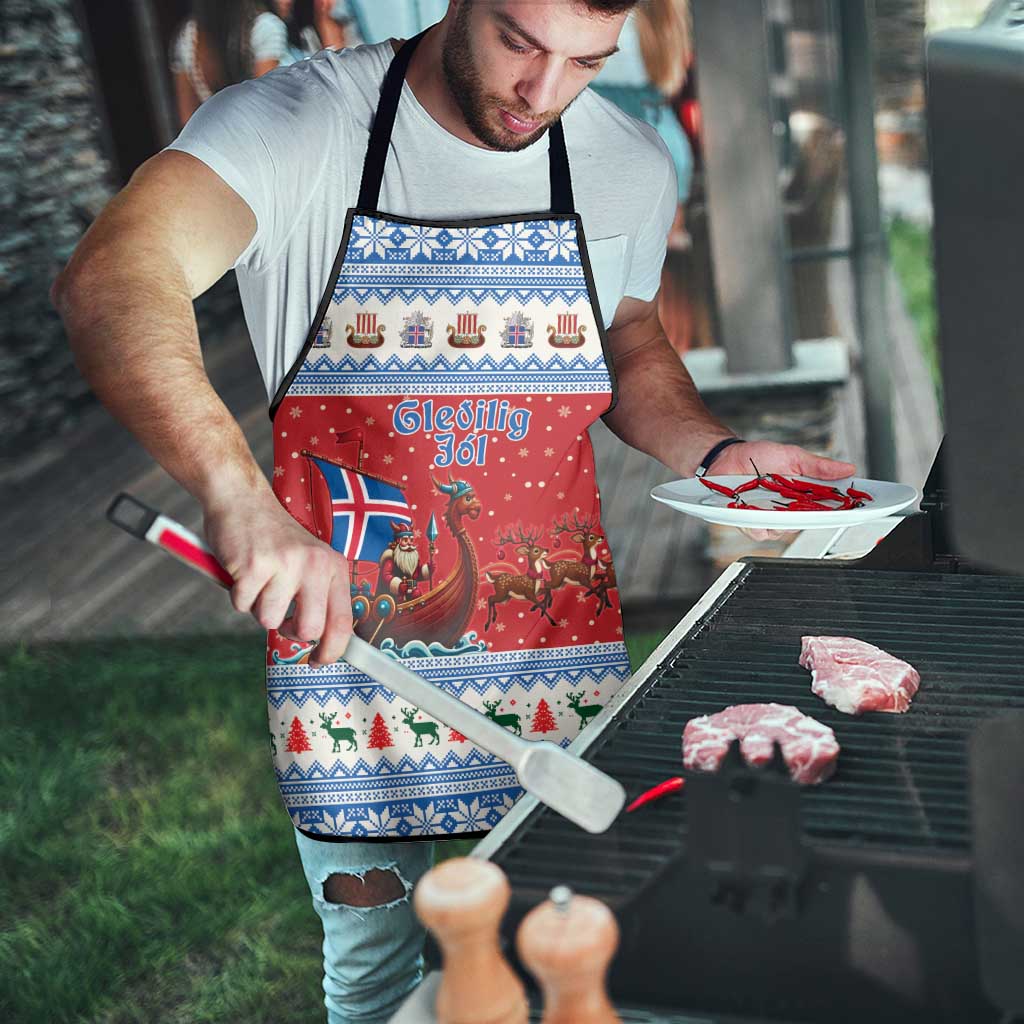 Iceland Viking Santa Christmas Apron Funny Reindeer Norse Xmas - Wonder Print Shop