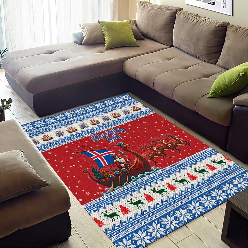 Iceland Viking Santa Christmas Area Rug Funny Reindeer Norse Xmas - Wonder Print Shop