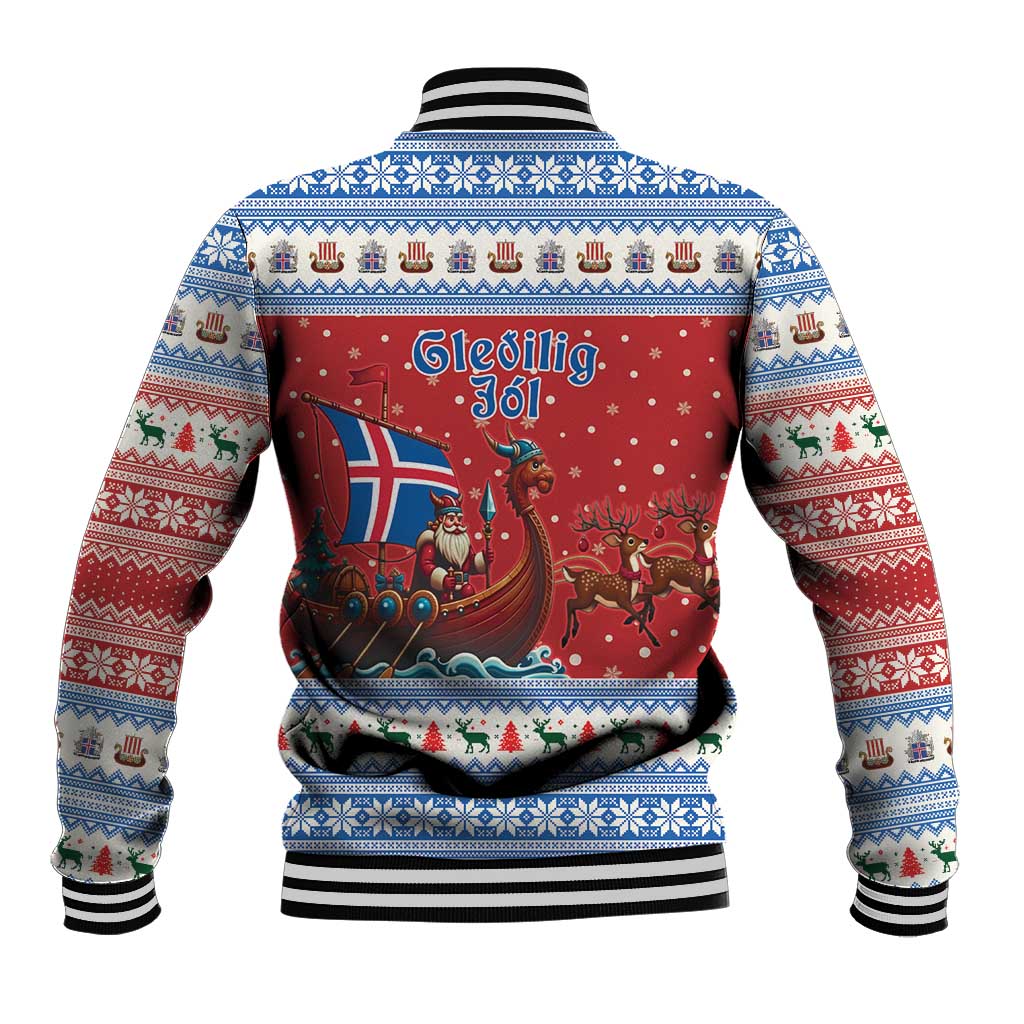 Iceland Viking Santa Christmas Baseball Jacket Funny Reindeer Norse Xmas - Wonder Print Shop