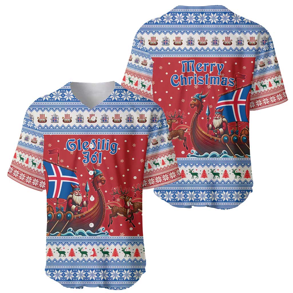 Iceland Viking Santa Christmas Baseball Jersey Funny Reindeer Norse Xmas - Wonder Print Shop
