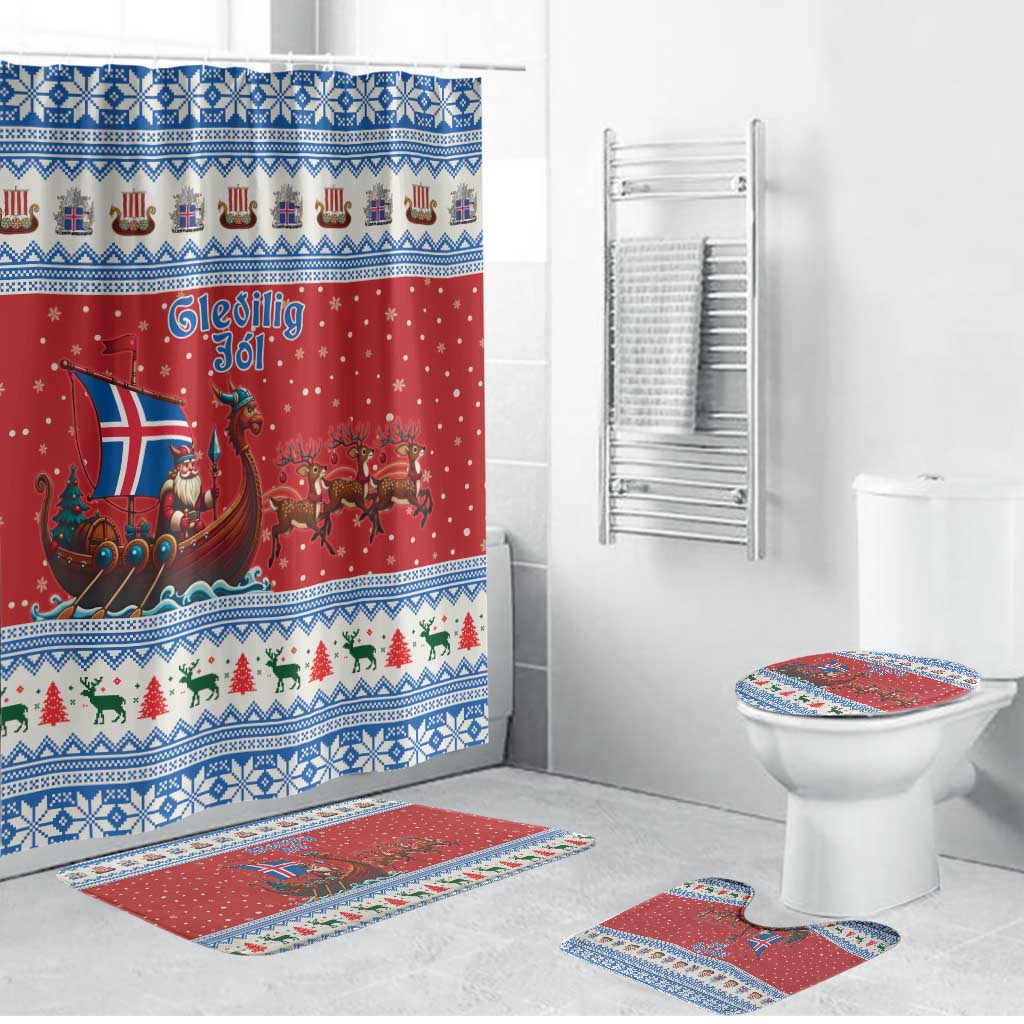 Iceland Viking Santa Christmas Bathroom Set Funny Reindeer Norse Xmas - Wonder Print Shop