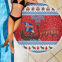 Iceland Viking Santa Christmas Beach Blanket Funny Reindeer Norse Xmas - Wonder Print Shop
