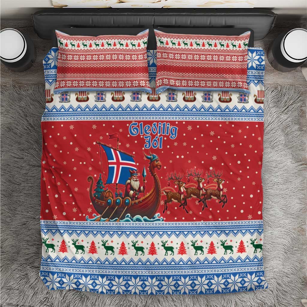 Iceland Viking Santa Christmas Bedding Set Funny Reindeer Norse Xmas - Wonder Print Shop