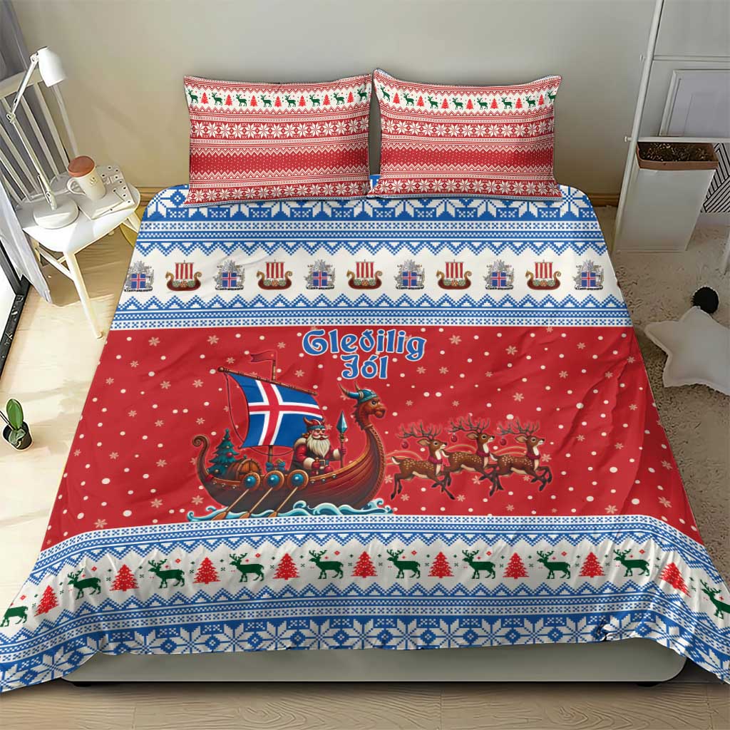Iceland Viking Santa Christmas Bedding Set Funny Reindeer Norse Xmas - Wonder Print Shop