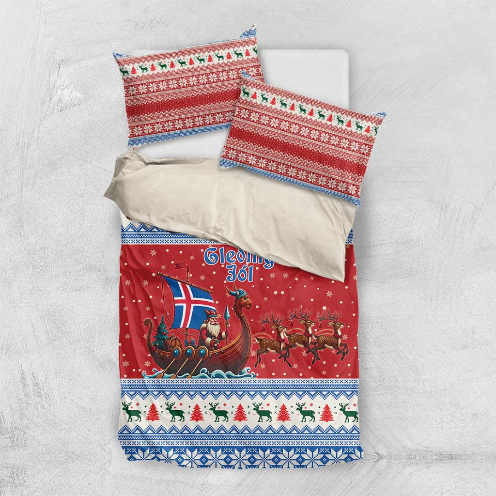 Iceland Viking Santa Christmas Bedding Set Funny Reindeer Norse Xmas - Wonder Print Shop