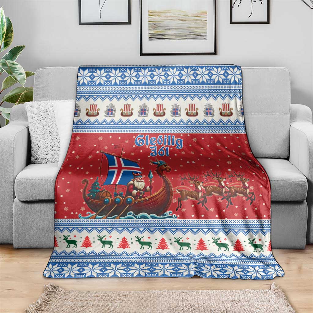 Iceland Viking Santa Christmas Blanket Funny Reindeer Norse Xmas - Wonder Print Shop