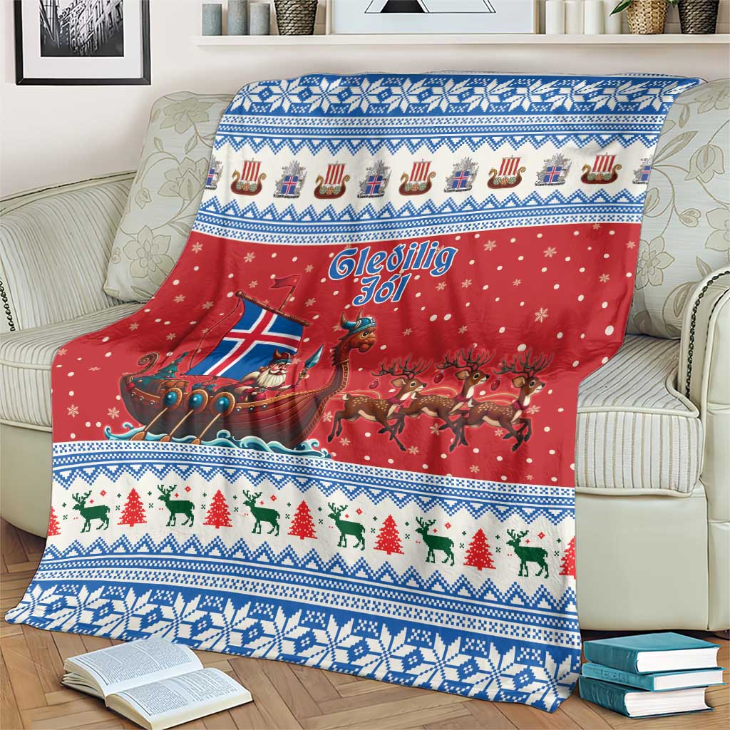 Iceland Viking Santa Christmas Blanket Funny Reindeer Norse Xmas - Wonder Print Shop