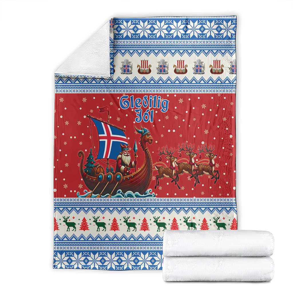 Iceland Viking Santa Christmas Blanket Funny Reindeer Norse Xmas - Wonder Print Shop