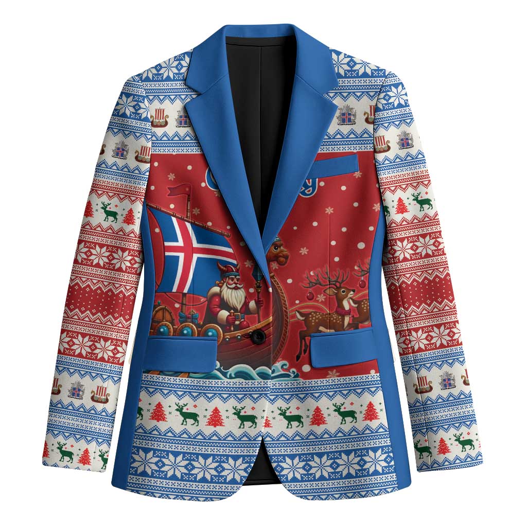 Iceland Viking Santa Christmas Blazer Funny Reindeer Norse Xmas - Wonder Print Shop