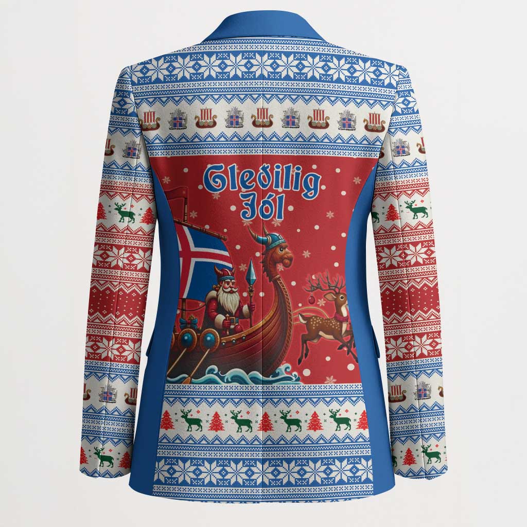 Iceland Viking Santa Christmas Blazer Funny Reindeer Norse Xmas - Wonder Print Shop