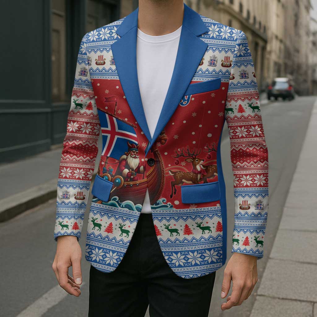 Iceland Viking Santa Christmas Blazer Funny Reindeer Norse Xmas - Wonder Print Shop
