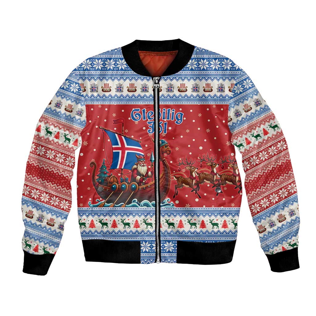 Iceland Viking Santa Christmas Bomber Jacket Funny Reindeer Norse Xmas - Wonder Print Shop