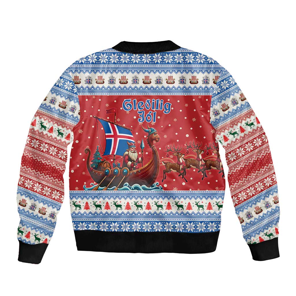 Iceland Viking Santa Christmas Bomber Jacket Funny Reindeer Norse Xmas - Wonder Print Shop