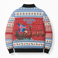 Iceland Viking Santa Christmas Bomber Puffer Jacket Funny Reindeer Norse Xmas - Wonder Print Shop