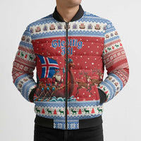Iceland Viking Santa Christmas Bomber Puffer Jacket Funny Reindeer Norse Xmas - Wonder Print Shop