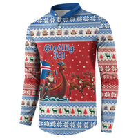 Iceland Viking Santa Christmas Button Sweatshirt Funny Reindeer Norse Xmas - Wonder Print Shop