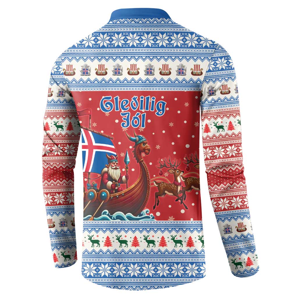 Iceland Viking Santa Christmas Button Sweatshirt Funny Reindeer Norse Xmas - Wonder Print Shop