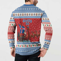 Iceland Viking Santa Christmas Button Sweatshirt Funny Reindeer Norse Xmas - Wonder Print Shop