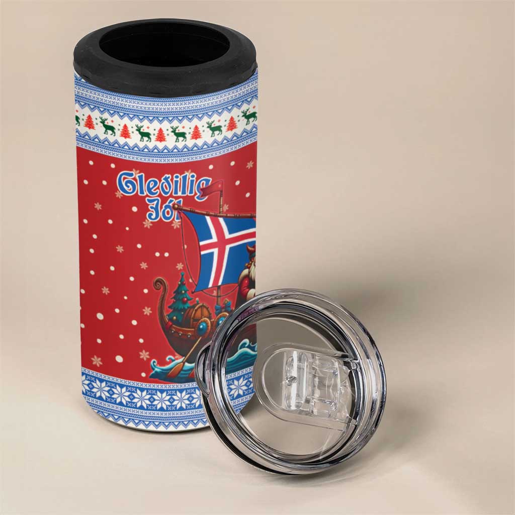 Iceland Viking Santa Christmas 4 in 1 Can Cooler Tumbler Funny Reindeer Norse Xmas - Wonder Print Shop