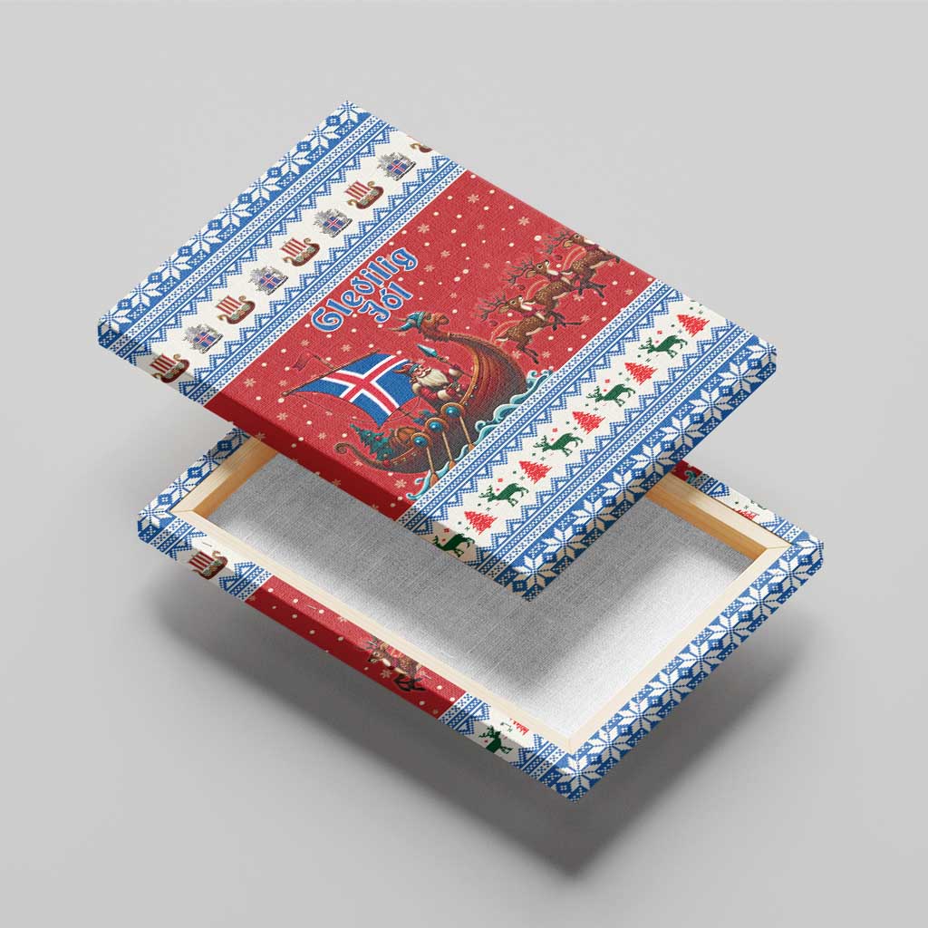 Iceland Viking Santa Christmas Canvas Wall Art Funny Reindeer Norse Xmas - Wonder Print Shop