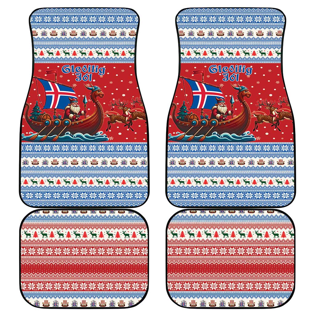 Iceland Viking Santa Christmas Car Mats Funny Reindeer Norse Xmas - Wonder Print Shop