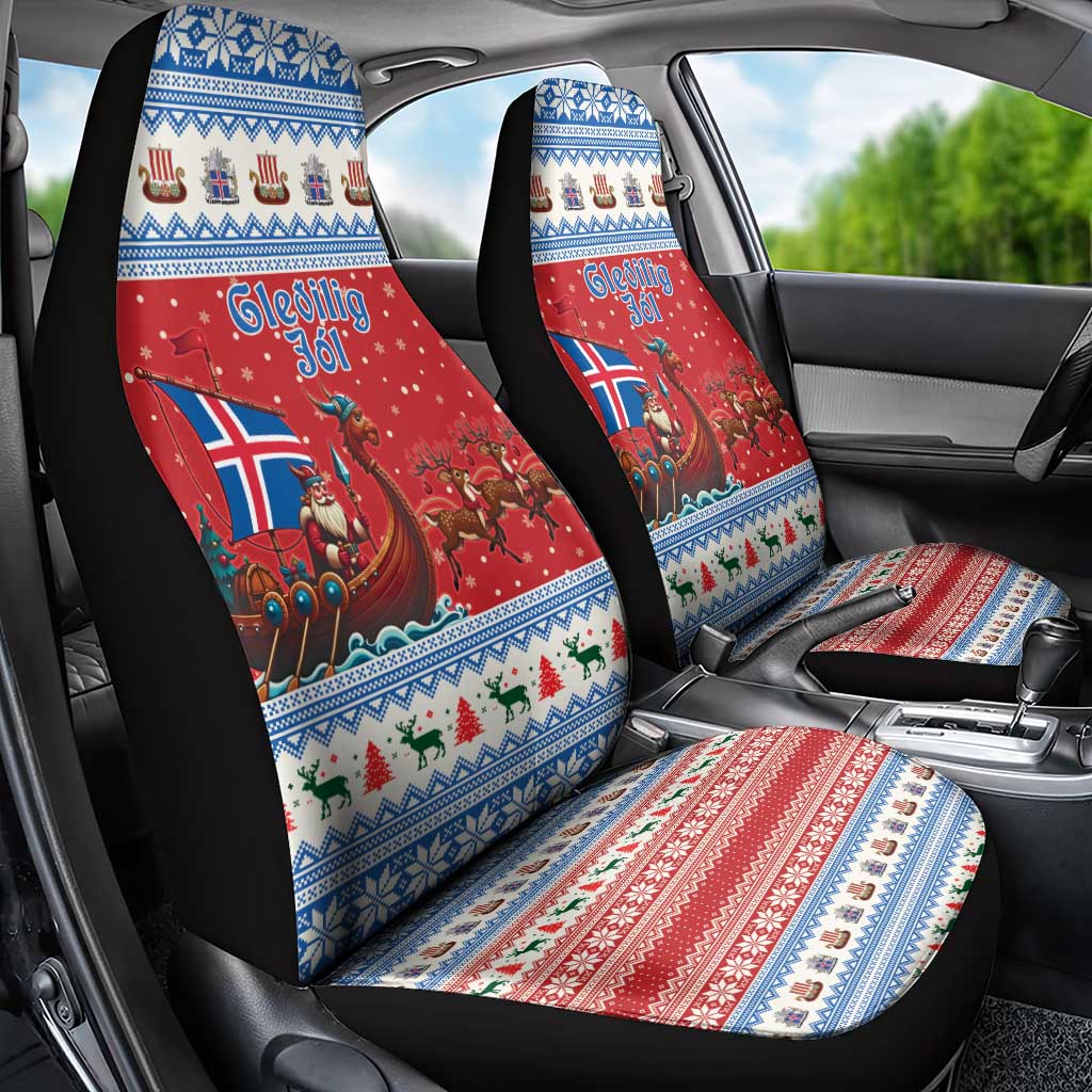 Iceland Viking Santa Christmas Car Seat Cover Funny Reindeer Norse Xmas - Wonder Print Shop
